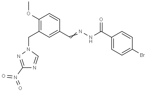 4-BR-N'-(4-MEO-3-((3-NITRO-1H-1,2,4-TRIAZOL-1-YL)ME)BENZYLIDENE)BENZOHYDRAZIDE Struktur