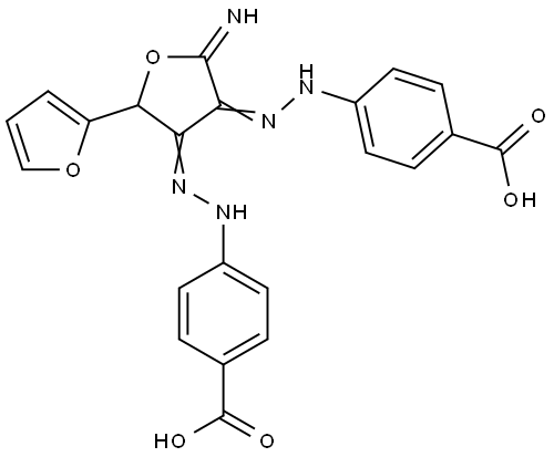 4-[(2Z)-2-((4Z)-4-[(4-CARBOXYPHENYL)HYDRAZONO]-5-(2-FURYL)-2-IMINODIHYDRO-3(2H)-FURANYLIDENE)HYDRAZINO]BENZOIC ACID Struktur