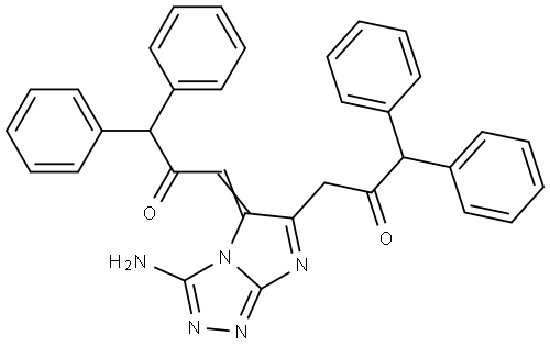 (Z)-3,3'-(3-AMINO-5H-IMIDAZO[2,1-C][1,2,4]TRIAZOLE-6-YL-5-YLIDENE)BIS(1,1-DIPHENYLPROPAN-2-ONE) Struktur