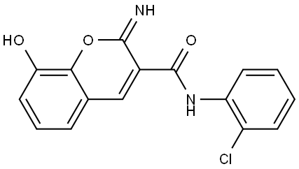 2H-1-Benzopyran-3-carboxamide, N-(2-chlorophenyl)-8-hydroxy-2-imino- Struktur