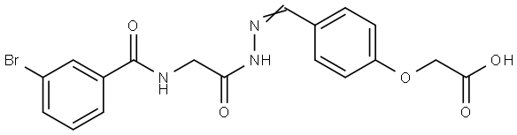 (4-(2-(((3-BROMOBENZOYL)AMINO)ACETYL)CARBOHYDRAZONOYL)PHENOXY)ACETIC ACID Struktur