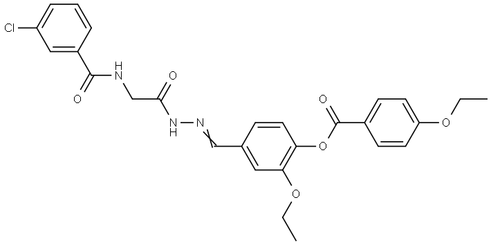 4-[(E)-({[(3-CHLOROBENZOYL)AMINO]ACETYL}HYDRAZONO)METHYL]-2-ETHOXYPHENYL 4-ETHOXYBENZOATE Struktur