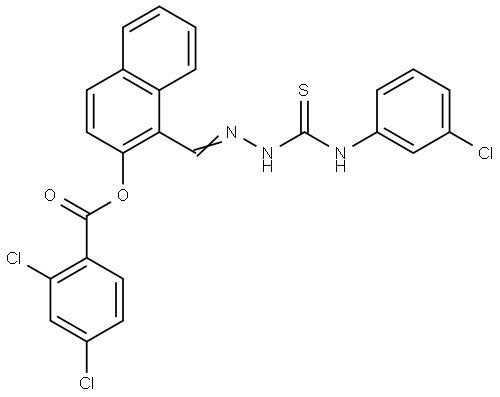 1-((E)-{2-[(3-CHLOROANILINO)CARBOTHIOYL]HYDRAZONO}METHYL)-2-NAPHTHYL 2,4-DICHLOROBENZOATE Struktur