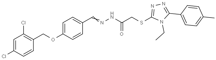 N'-((E)-{4-[(2,4-DICHLOROBENZYL)OXY]PHENYL}METHYLIDENE)-2-{[4-ETHYL-5-(4-METHYLPHENYL)-4H-1,2,4-TRIAZOL-3-YL]SULFANYL}ACETOHYDRAZIDE Struktur