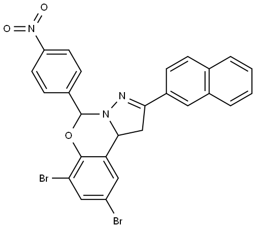 7,9-DIBROMO-2-(2-NAPHTHYL)-5-(4-NITROPHENYL)-1,10B-DIHYDROPYRAZOLO[1,5-C][1,3]BENZOXAZINE Struktur