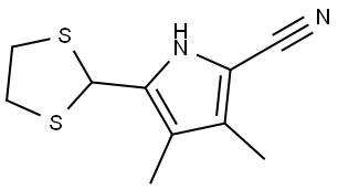 5-(1,3-DITHIOLAN-2-YL)-3,4-DIMETHYL-1H-PYRROLE-2-CARBONITRILE Struktur