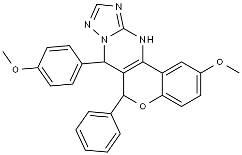 2-METHOXY-7-(4-METHOXYPHENYL)-6-PHENYL-7,12-DIHYDRO-6H-CHROMENO[4,3-D][1,2,4]TRIAZOLO[1,5-A]PYRIMIDINE Struktur