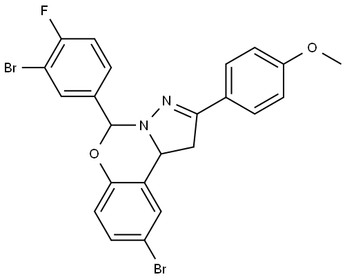 9-BROMO-5-(3-BROMO-4-FLUOROPHENYL)-2-(4-METHOXYPHENYL)-1,10B-DIHYDROPYRAZOLO[1,5-C][1,3]BENZOXAZINE Struktur