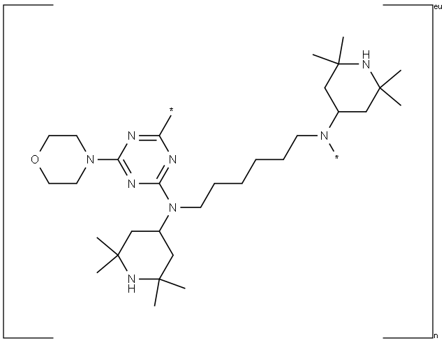 Poly[(6-morpholino-1,3,5-triazine-2,4-diyl)-((2,2,6,6-tetramethyl-4-piperidyl)imino)hexamethylene-((2,2,6,6-tetramethyl-4-piperidyl)imino)] Struktur