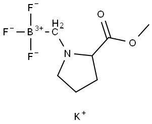 Borate(1-), trifluoro[[(2S)-2-(methoxycarbonyl)-1-pyrrolidinyl]methyl]-, potassium (1:1), (T-4)- Struktur