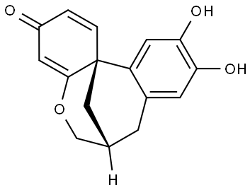 6H-7,12b-Methano-3H-dibenz[b,d]oxocin-3-one, 7,8-dihydro-10,11-dihydroxy-, (7S,12bR)- Struktur