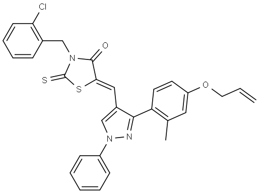 (5Z)-5-({3-[4-(ALLYLOXY)-2-METHYLPHENYL]-1-PHENYL-1H-PYRAZOL-4-YL}METHYLENE)-3-(2-CHLOROBENZYL)-2-THIOXO-1,3-THIAZOLIDIN-4-ONE Struktur