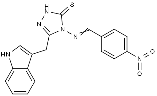 5-(1H-INDOL-3-YLMETHYL)-4-[(4-NITROBENZYLIDENE)AMINO]-4H-1,2,4-TRIAZOL-3-YL HYDROSULFIDE Structure