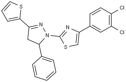 4-(3,4-DICHLOROPHENYL)-2-[5-PHENYL-3-(2-THIENYL)-4,5-DIHYDRO-1H-PYRAZOL-1-YL]-1,3-THIAZOLE Struktur