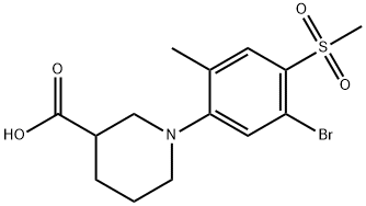 1-[(5-BROMO-2-METHYL-4-METHYLSULFONYL)PHENYL]-PIPERIDINE-3-CARBOXYLIC ACID Struktur