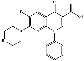 6-FLUORO-4-OXO-1-PHENYL-7-PIPERAZIN-1-YL-1,4-DIHYDRO-[1,8]NAPHTHYRIDINE-3-CARBOXYLIC ACID Struktur