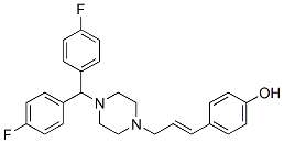 1-(bis(4-fluorophenyl)methyl)-4-(3-(4'-hydroxyphenyl)-2-propenyl)piperazine Struktur