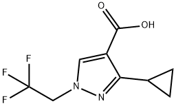 3-Cyclopropyl-1-(2,2,2-trifluoroethyl)-1H-pyrazole-4-carboxylicacid Struktur