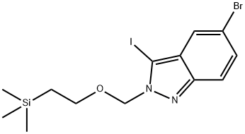 2H-INDAZOLE, 5-BROMO-3-IODO-2-[[2-(TRIMETHYLSILYL)ETHOXY]METHYL]- Struktur