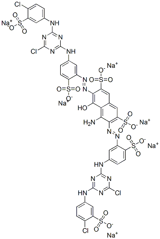 4-Amino-3,6-bis[5-[4-chloro-6-(4-chloro-3-sulfoanilino)-1,3,5-triazin-2-ylamino]-2-sulfophenylazo]-5-hydroxy-2,7-naphthalenedisulfonic acid hexasodium salt Struktur