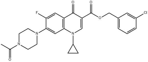 3-Quinolinecarboxylic acid, 7-(4-acetyl-1-piperazinyl)-1-cyclopropyl-6-fluoro-1,4-dihydro-4-oxo-, (3-chlorophenyl)Methyl ester Struktur