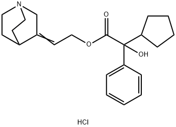 [(2E)-2-(1-azoniabicyclo[2.2.2]oct-3-ylidene)ethyl] 2-cyclopentyl-2-hy droxy-2-phenyl-acetate chloride Struktur