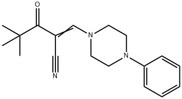 (Z)-2-(2,2-dimethylpropanoyl)-3-(4-phenylpiperazino)-2-propenenitrile Struktur