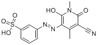 3-(5-Cyano-2-hydroxy-1,4-dimethyl-6-oxo-1,6-dihydropyridin-3-ylazo)benzenesulfonicacid Struktur