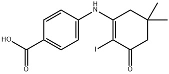 4-[(2-iodo-5,5-dimethyl-3-oxo-1-cyclohexenyl)amino]benzenecarboxylic acid Struktur