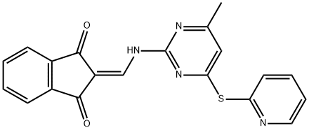 2-({[4-methyl-6-(2-pyridinylsulfanyl)-2-pyrimidinyl]amino}methylene)-1H-indene-1,3(2H)-dione Struktur