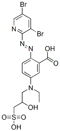 2-[(3,5-Dibromopyridin-2-yl)azo]-5-[ethyl(2-hydroxy-3-sulfopropyl)amino]benzoic acid Struktur