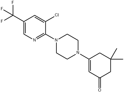 3-{4-[3-chloro-5-(trifluoromethyl)-2-pyridinyl]piperazino}-5,5-dimethyl-2-cyclohexen-1-one Struktur