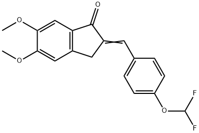 2-{(Z)-[4-(difluoromethoxy)phenyl]methylidene}-5,6-dimethoxy-1H-inden-1(3H)-one Struktur