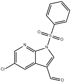 1H-Pyrrolo[2,3-b]pyridine-3-carboxaldehyde, 5-chloro-1-(phenylsulfonyl)- Struktur