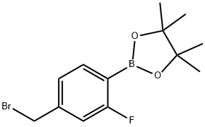 2-(4-(Bromomethyl)-2-fluorophenyl)-4,4,5,5-tetramethyl-1,3,2-dioxaborolane Struktur