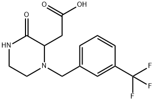 {3-Oxo-1-[3-(trifluoromethyl)benzyl]-2-piperazinyl}acetic acid Struktur