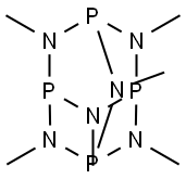 2,4,6,8,9,10-Hexamethyl-2,4,6,8,9,10-hexaaza-1,3,5,7-tetraphosphaadamantane Struktur