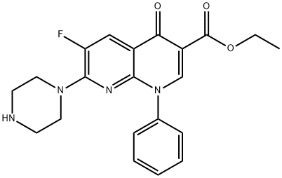 6-FLUORO-4-OXO-1-PHENYL-7-PIPERAZIN-1-YL-1,4-DIHYDRO-[1,8]NAPHTHYRIDINE-3-CARBOXYLIC ACID ETHYL ESTER Struktur