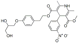 2-[4-(2,3-dihydroxypropoxy)phenyl]ethyl methyl 2,6-dimethyl-4-(3-nitro phenyl)-1,4-dihydropyridine-3,5-dicarboxylate Struktur