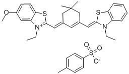 3-ETHYL-2-[(3-([3-ETHYL-1,3-BENZOTHIAZOL-2(3H)-YLIDENE]METHYL)-5,5-DIMETHYL-2-CYCLOHEXEN-1-YLIDENE)METHYL]-5-METHOXY-1,3-BENZOTHIAZOL-3-IUM 4-METHYLBENZENESULFONATE Struktur