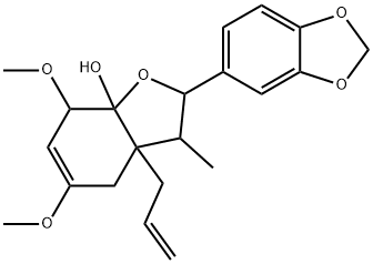 2-(1,3-Benzodioxol-5-yl)-3,3a,4,7-tetrahydro-5,7-dimethoxy-3-methyl-3a-(2-propenyl)benzofuran-7a(2H)-ol Struktur