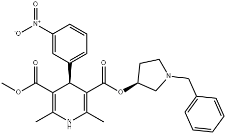 3,5-Pyridinedicarboxylic acid, 1,4-dihydro-2,6-dimethyl-4-(3-nitrophenyl)-, methyl 1-(phenylmethyl)-3-pyrrolidinyl ester, [S-(R*,S*)]- Struktur