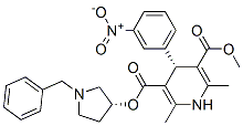 3,5-Pyridinedicarboxylic acid, 1,4-dihydro-2,6-dimethyl-4-(3-nitrophenyl)-, methyl 1-(phenylmethyl)-3-pyrrolidinyl ester, [R-(R*,R*)]- Struktur