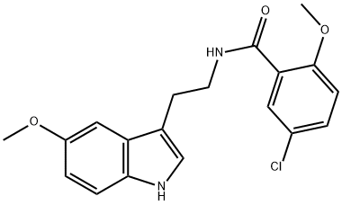 5-Chloro-2-methoxy-N-[2-(5-methoxy-
1H-indol-3-yl)-ethyl]-benzamide Struktur