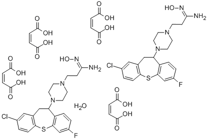 1-Piperazinepropanimidamide, 4-(2-chloro-10,11-dihydro-7-fluorodibenzo (b,f)thiepin-10-yl)-N-hydroxy-, (Z)-2-butenedioate, hydrate (2:4:1) Struktur