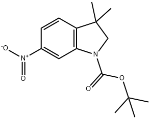 3,3-Dimethyl-6-nitro-2,3-dihydro-indole-1-carboxylic acid tert-butyl ester Struktur