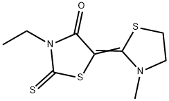 3-ethyl-5-(3-methylthiazolidin-2-ylidene)rhodanine Struktur