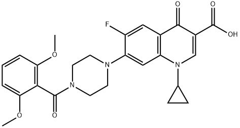 3-Quinolinecarboxylic acid, 1-cyclopropyl-7-[4-(2,6-diMethoxybenzoyl)-1-piperazinyl]-6-fluoro-1,4-dihydro-4-oxo- Struktur