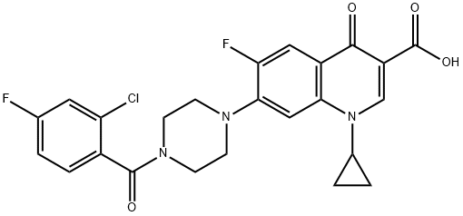 3-Quinolinecarboxylic acid, 7-[4-(2-chloro-4-fluorobenzoyl)-1-piperazinyl]-1-cyclopropyl-6-fluoro-1,4-dihydro-4-oxo- Struktur