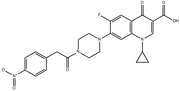 3-Quinolinecarboxylic acid, 1-cyclopropyl-6-fluoro-1,4-dihydro-7-[4-[2-(4-nitrophenyl)acetyl]-1-piperazinyl]-4-oxo- Struktur